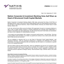 Press Release - Natixis Corporate & Investment Banking hires Asif Khan as Head of Structured Credit Capital Markets 09.27.23.pdf