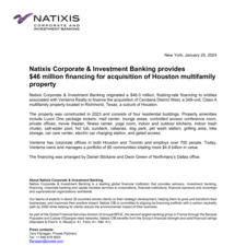 Press Release - Natixis CIB provides 46mm financing for acquisition of Houston multifamily property 01.25.24.pdf
