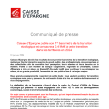 CP Caisse d'Epargne publie son 1er baromètre de la transition écologique