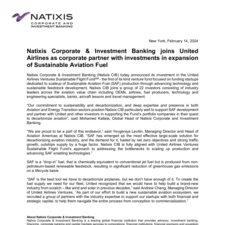 Press Release - Natixis CIB joins United Airlines as corporate partner with investments in expansion of Sustainable Aviation Fuel 02.14.24.pdf