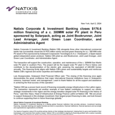 Press Release - Natixis CIB closes 176 mm financing of a c 300MW soloar pv plant in Peru sponsored by Solarpack.pdf