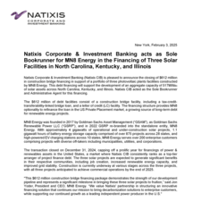 Press Release - Natixis CIB acts as Sole Bookrunner for MN8 Energy in the Financing of Three Solar Facilities in North Carolina, Kentucky, and Illinois 2.3.25.pdf