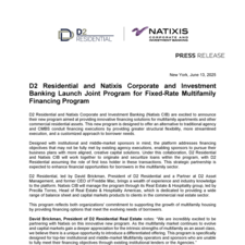 Press Release - D2 Residential and Natixis CIB Launch Joint Program for Fixed-Rate Multifamily Financing Program 6.13.25.pdf