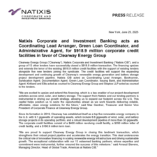 Press Release - Natixis CIB acts as Coordinating Lead Arranger, Green Loan Coordinator, and Administrative Agent  in favor of Clearway Energy Group 6.25.25.pdf