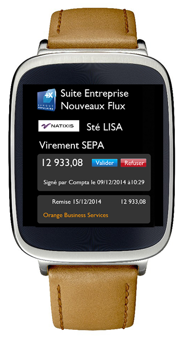 Suite Entreprise Watch – Validation d’un flux – Montre connectée Android