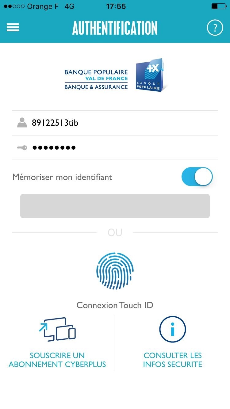 Illustration Touch ID application professionnelle Banque Populaire