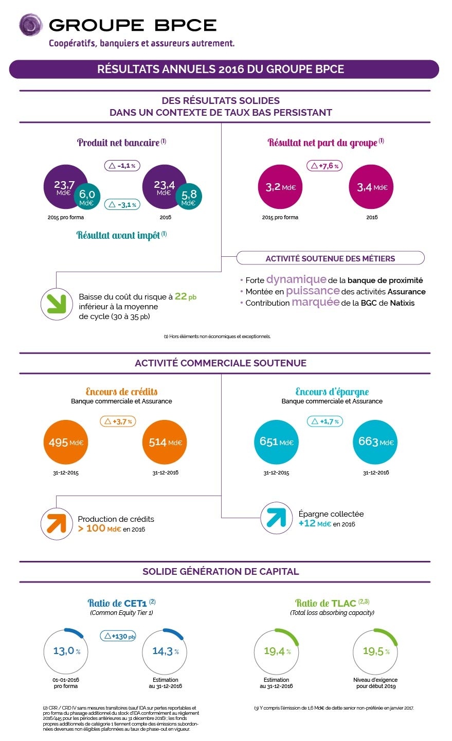 Infographie - Résultats 2016 du Groupe BPCE