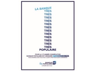 Banque Populaire, désignée à nouveau 1re banque des PME en France pour la 12e année consécutive