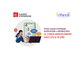 Etude Caisse d'Epargne - Association e-Enfance/3018 sur le cyberharcèlement chez les 8-18 ans : 1 famille sur 4 confrontée au cyberharcèlement