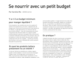 Se nourrir avec un petit budget