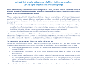 Communiqué de presse - Attractivité, emploi et jeunesse : la filière laitière se mobilise
