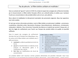 Communiqué  de presse - Pas de pénurie la filière laitière mobilisée