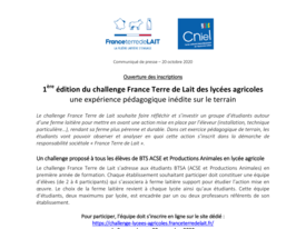 Communiqué de presse - Challenge France Terre de Lait des lycées agricoles