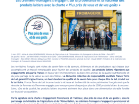 COMMUNIQUE DE PRESSE - LES CREMIERS-FROMAGERS S’ENGAGENT SUR LA PROVENANCE ET LA FRAICHEUR DES PRODUITS LAITIERS
