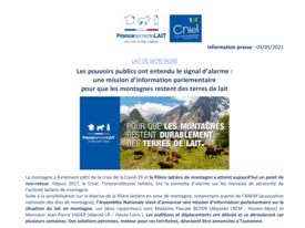 Communiqué de presse - Lait de montagne - Les pouvoirs publics ont entendu le signal d’alarme