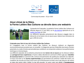 Communiqué de presse - Annonce Websérie Ferme Laitière Bas Carbone