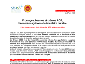 Communiqué de presse - Fromages, beurres et crèmes AOP, un modèle agricole et alimentaire durable.