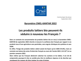 Communiqué de Presse - Baromètre CNIEL/KANTAR 2022 - Les produits laitiers bio peuvent-ils séduire à nouveau les Français ?