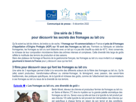 Communiqué de presse - Une série de 3 films pour découvrir les secrets des fromages au lait cru