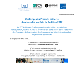 Challenge des Produits Laitiers - annonce des lauréats de l'édition 2022