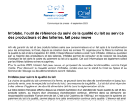 Communiqué de Presse - Infolabo, l’outil de référence du suivi de la qualité du lait....