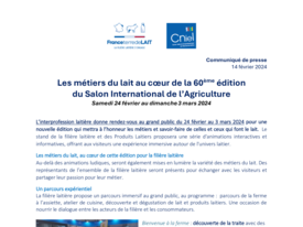 Communiqué de presse - Les métiers du lait au cœur de la 60ème édition du Salon de l'Agriculture
