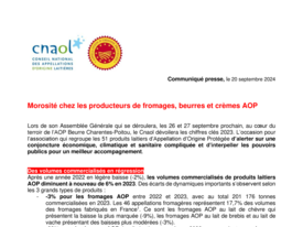 Communiqué de prese - Morosité chez les producteurs de fromages, beurres et crèmes AOP