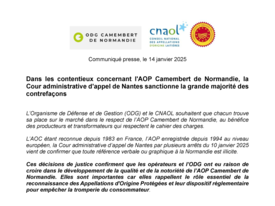 Communiqué de presse -CNAOL-ODG - Protection du Camembert de Normandie