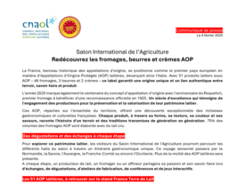 Communiqué - Salon International de l’Agriculture - Redécouvrez les fromages, beurres et crèmes AOP