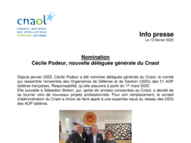 Communiqué - Nomination - Cécile Podeur, nouvelle déléguée générale du Cnaol.