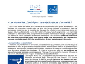 Communiqué - « Les mammites, j’anticipe », un sujet toujours d’actualité !