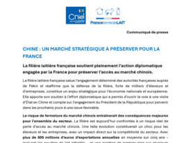 Communiqué - Chine - Un marché stratégique à préserver pour la France