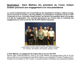 Communiqué - Nomination - Alain Mathieu élu président du Cnaol, Hubert Dubien poursuit son engagement à la vice-présidence