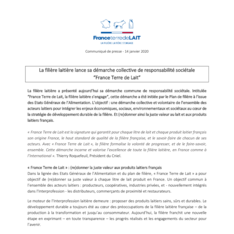 Communiqué de presse -La filière laitière lance sa démarche collective de responsabilité sociétale