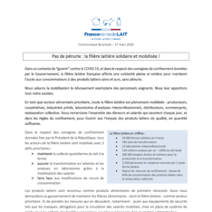 Communiqué  de presse - Pas de pénurie la filière laitière mobilisée