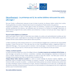 Communiqué de presse - Déconfinement - Le printemps est là, les vaches laitières retrouvent les verts pâturages !