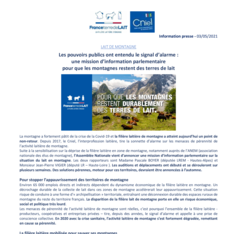 Communiqué de presse - Lait de montagne - Les pouvoirs publics ont entendu le signal d’alarme