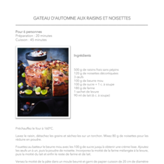 GATEAU D’AUTOMNE AUX RAISINS ET NOISETTES