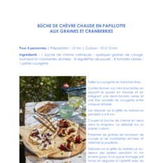 BÛCHE DE CHÈVRE CHAUDE EN PAPILLOTTE AUX GRAINES ET CRANBERRIES