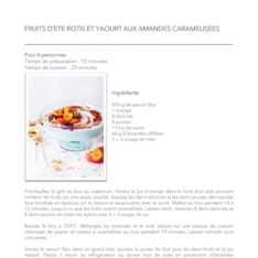 Fruits d’été rôtis et yaourt aux amandes caramélisées