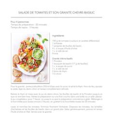Salade de tomates et son granité chèvre-basilic