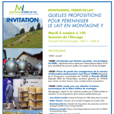 INVITATION - Conférence Montagnes terres de lait - Sommet de l'Elevage -  mardi 5 octobre 14h