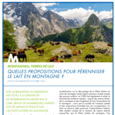 NOTE D'INFORMATION - Montagnes terres de lait - Péréniser le lait en montagne - Octobre 2021