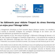 Communiqué de presse - Adapter les bâtiments pour réduire l’impact du stress thermique sur les vaches, un enjeu pour l’élevage laitier