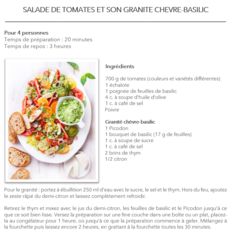 Salade de tomates et son granité chèvre-basilic