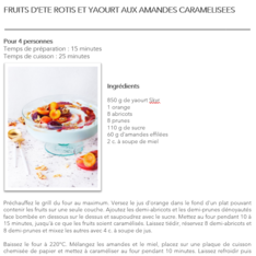 Fruits d’été rôtis et yaourt aux amandes caramélisées