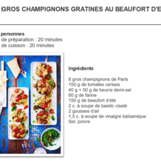 Gros champignons gratinés au Beaufort d’été