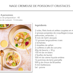 Nage crémeuse de poisson et crustacés