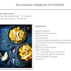 Bolognaise crémeuse de potiron