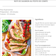 Rôti de saumon au pesto de comté et courgettes
